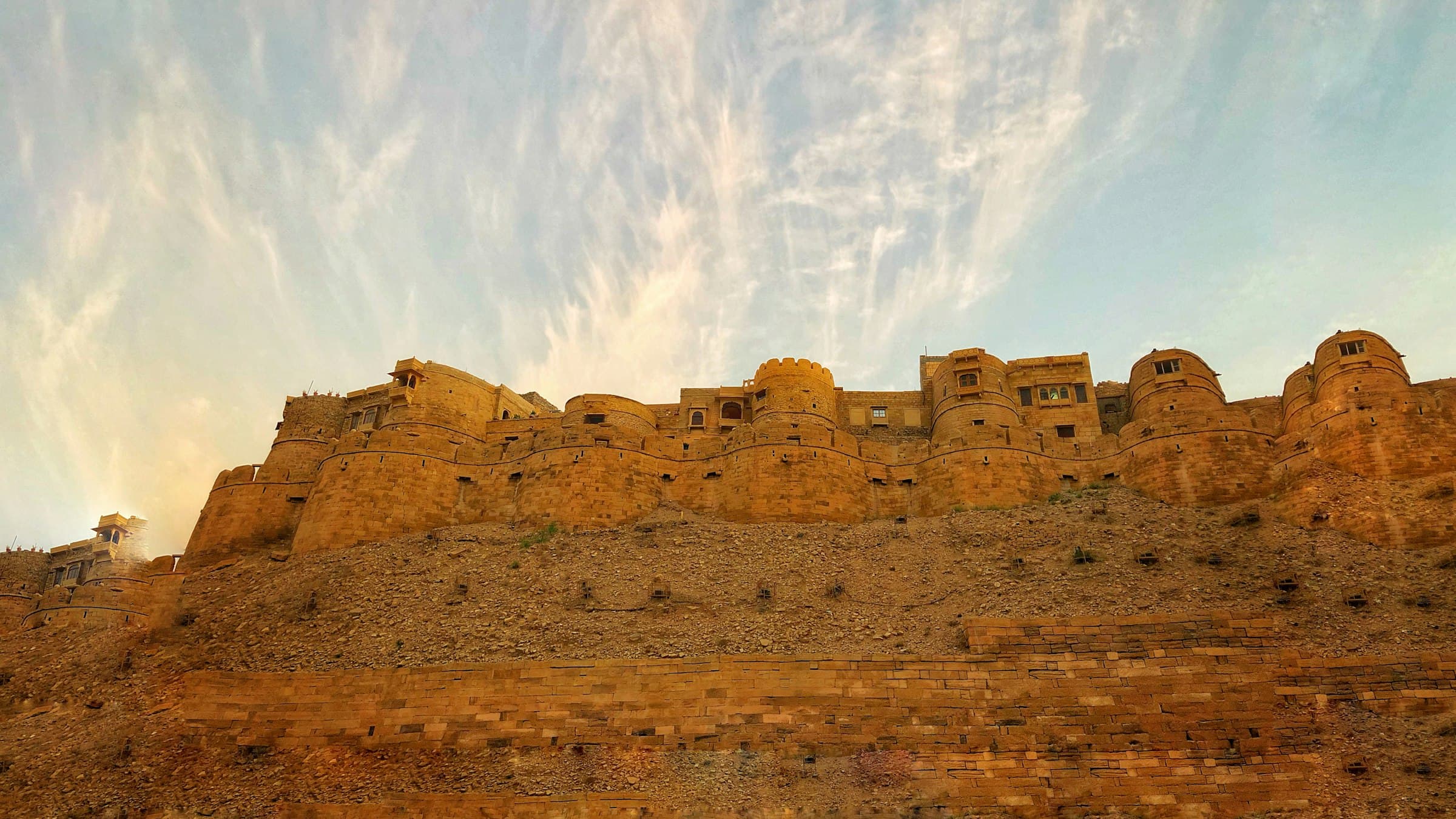 Jaisalmer's golden sandstone fort at dusk
