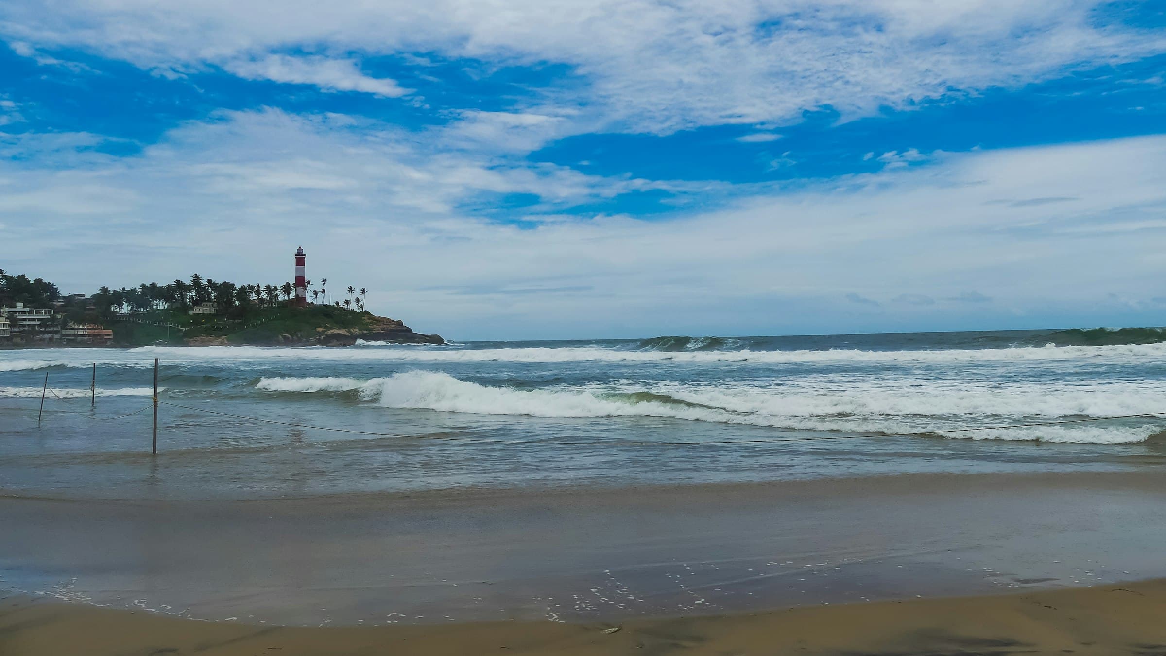 Kovalam beach and the Vizhinjam lighthouse