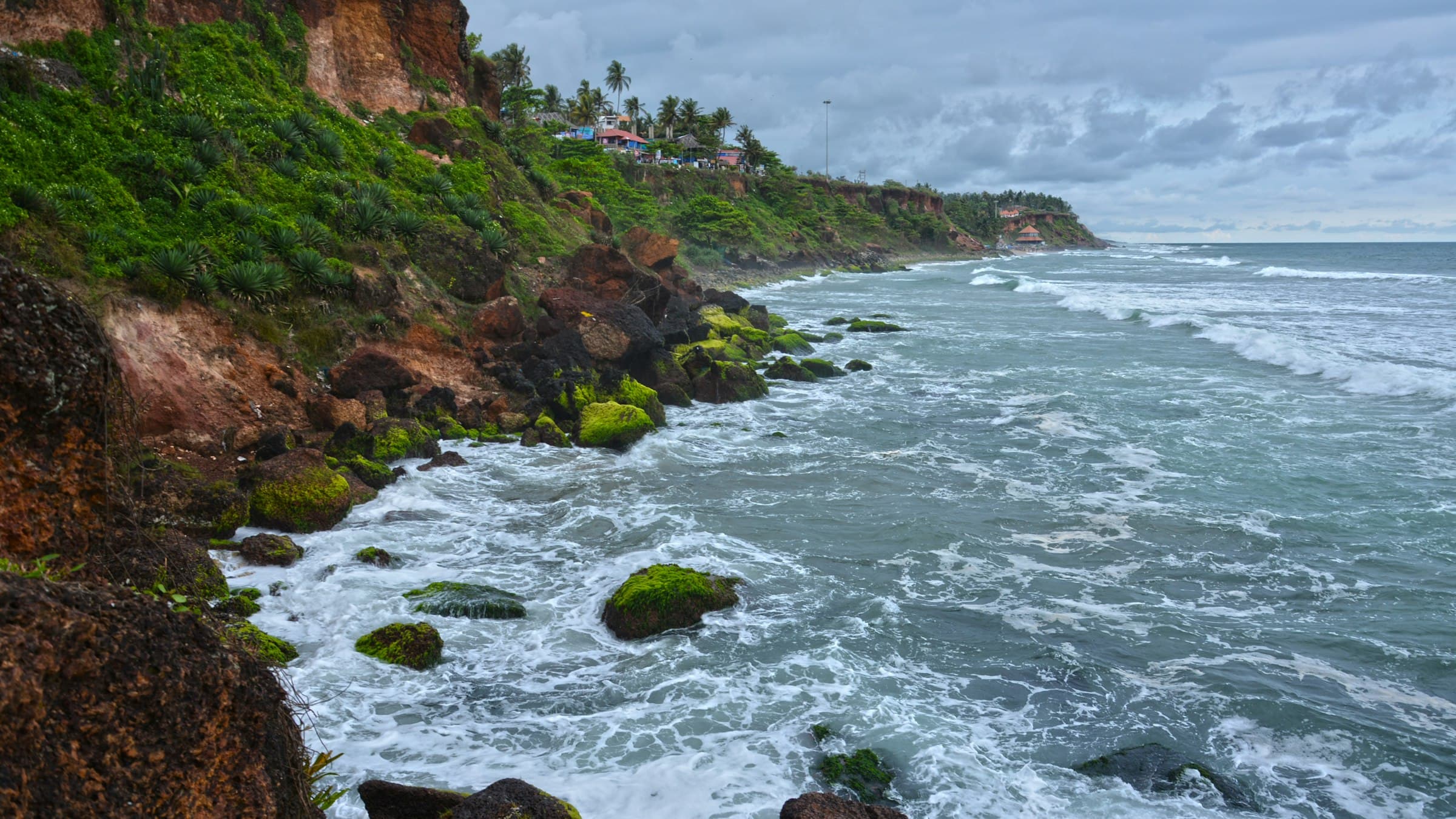 The view along the Arabian Sea from the laterite cliff at Varkala