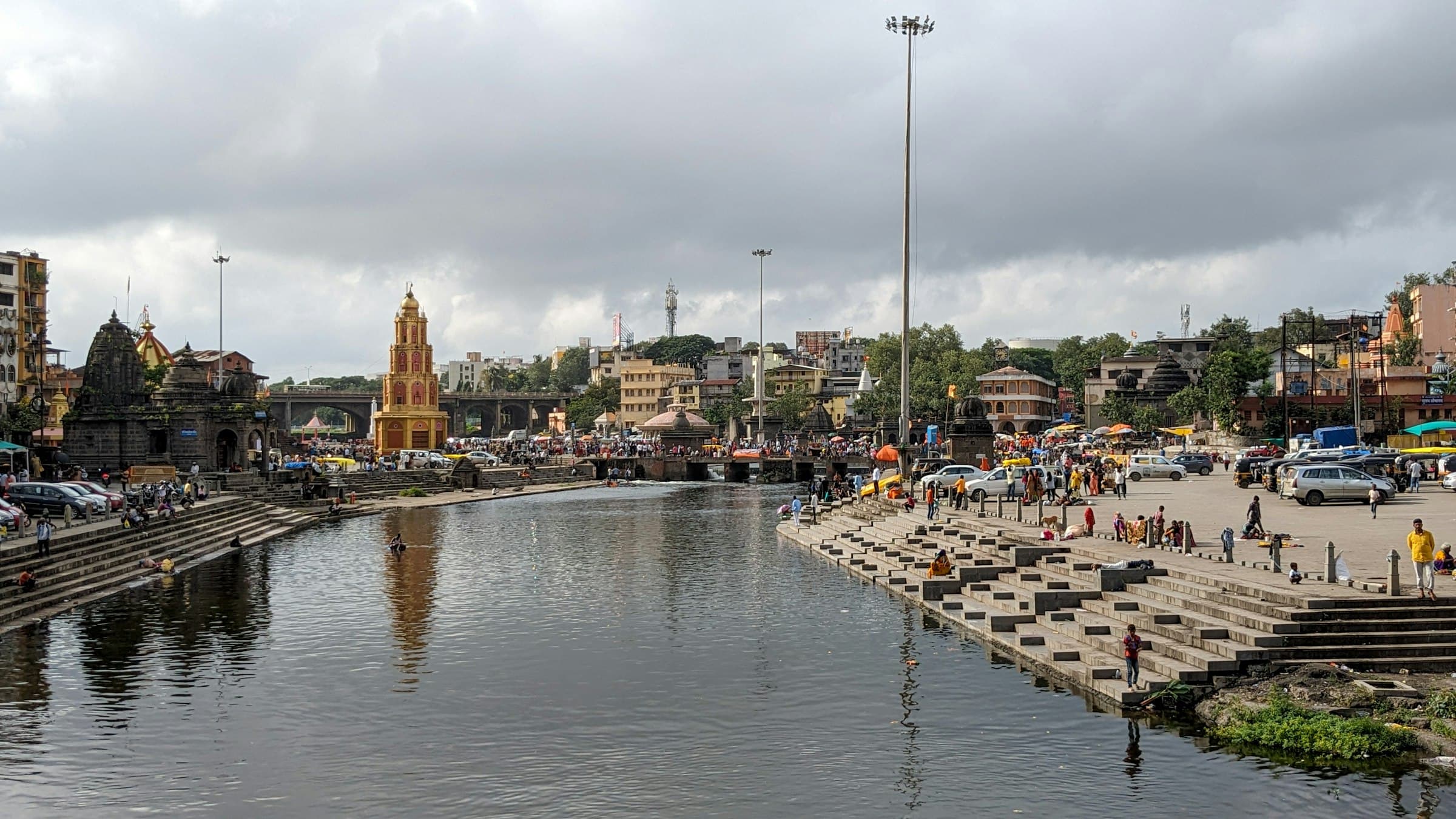 Nashik city and its river waterfront in Maharashtra