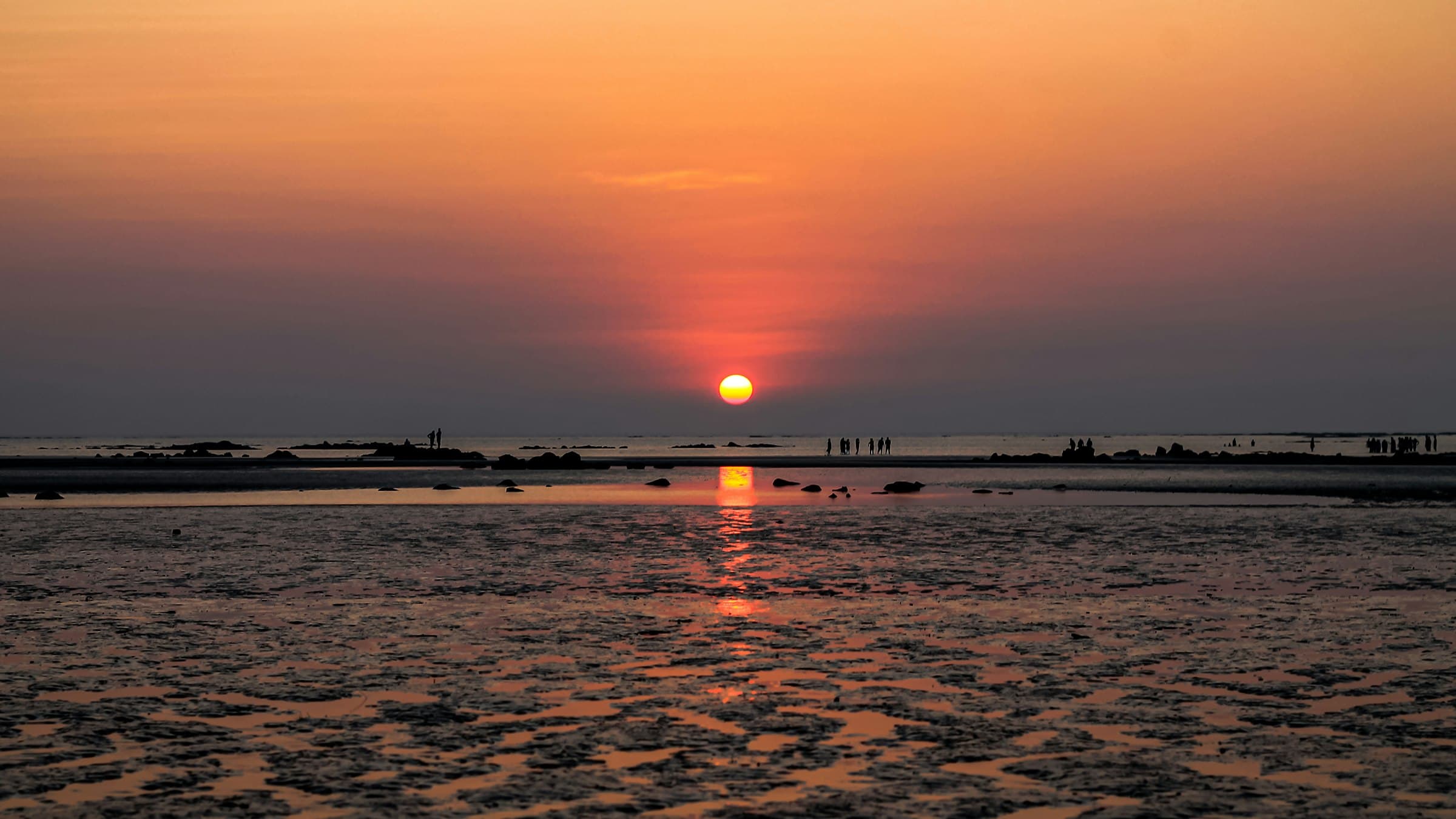 Sunset over the sea at Varsoli Beach, Alibag, Maharashtra