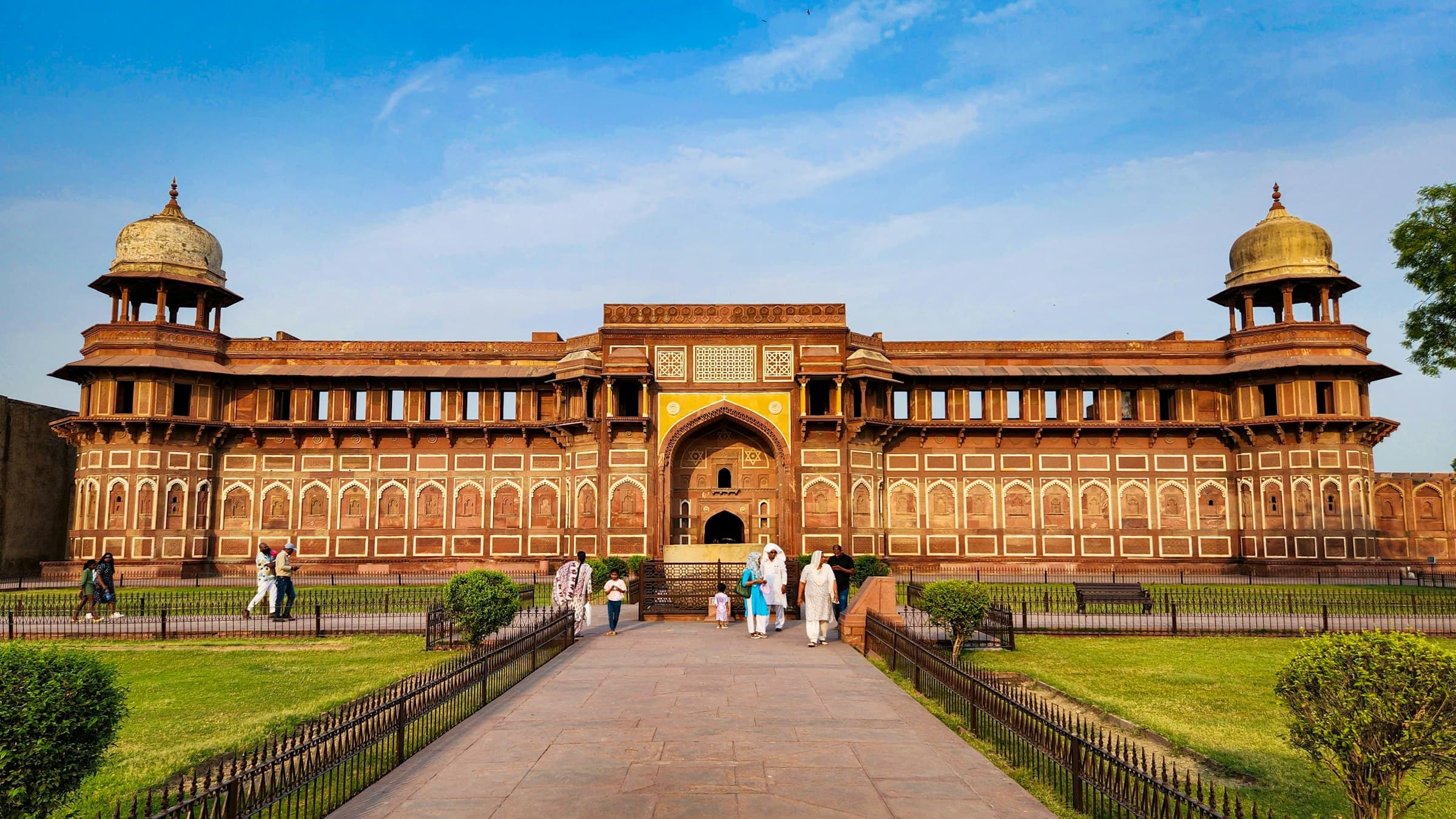 Agra Fort's red sandstone towers, Agra