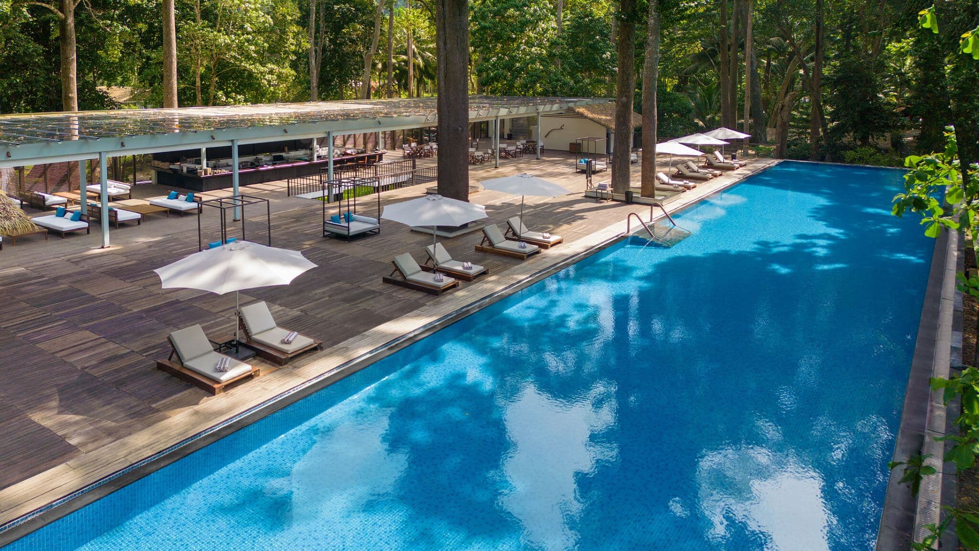Olympic-length infinity pool at Taj Exotica Andamans overlooking the sea