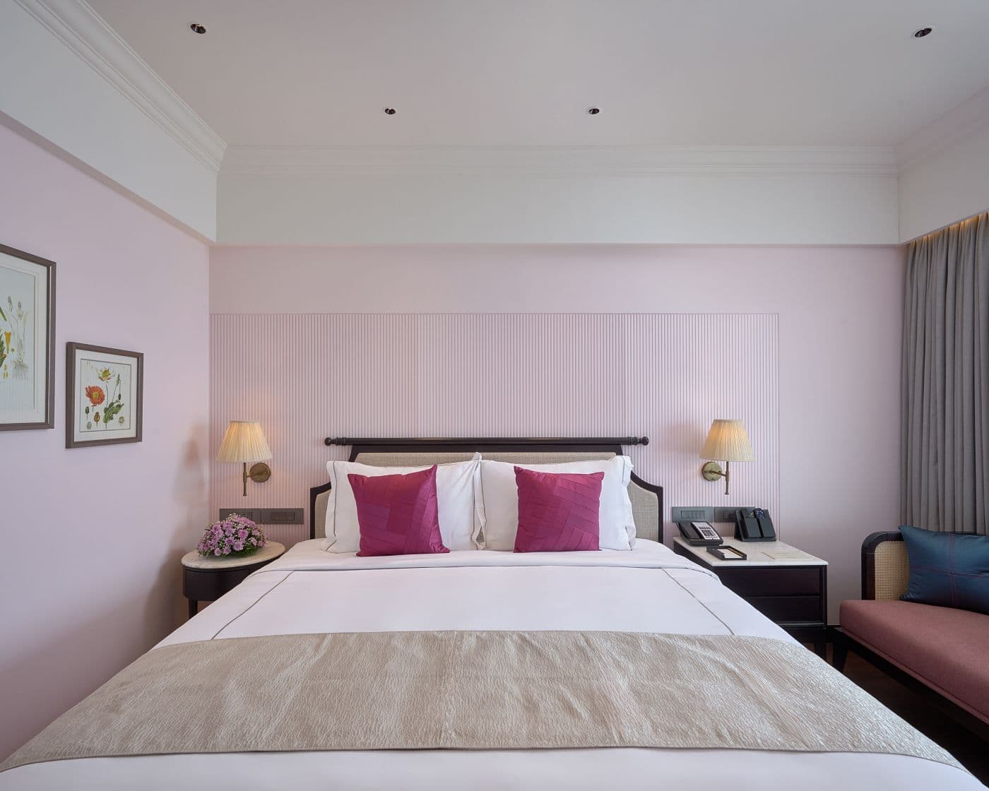 A Deluxe Room at Taj Malabar, Cochin, with a king bed and windows facing the harbour