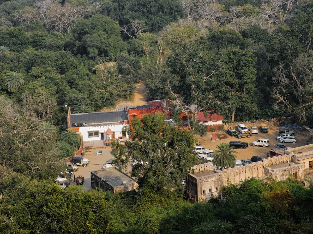 Visitor facilities and safari tracks at the edge of Ranthambore National Park