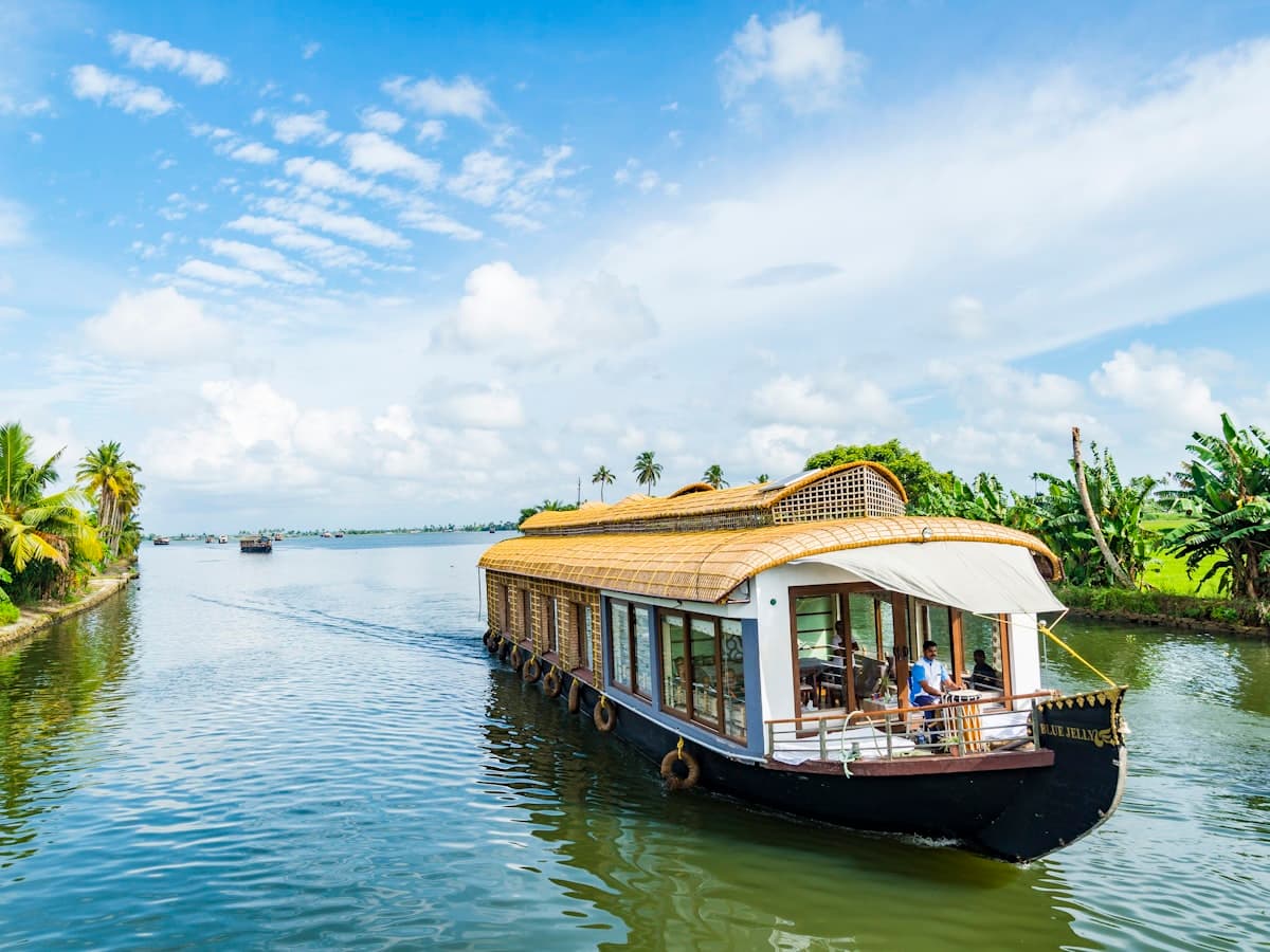 A wooden boat on the backwater near Kumarakom