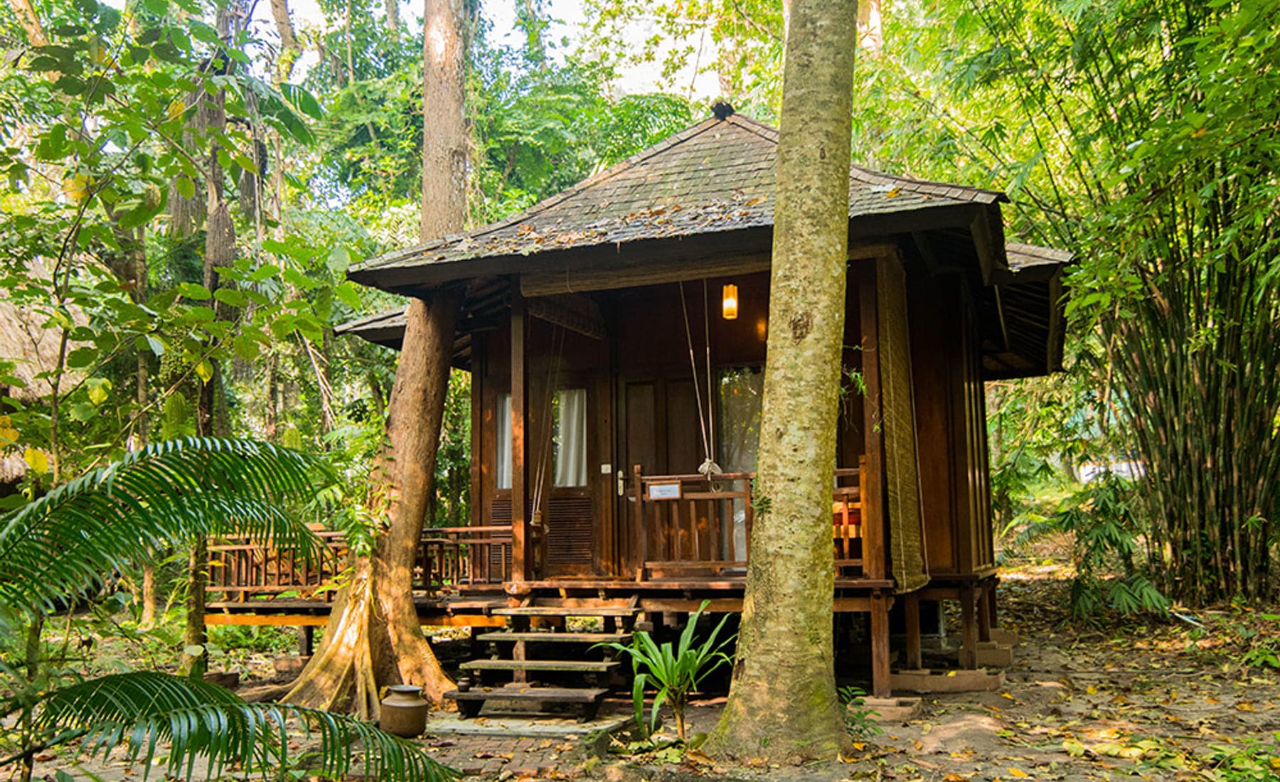An Andaman Villa at Barefoot at Havelock, built in timber and thatch