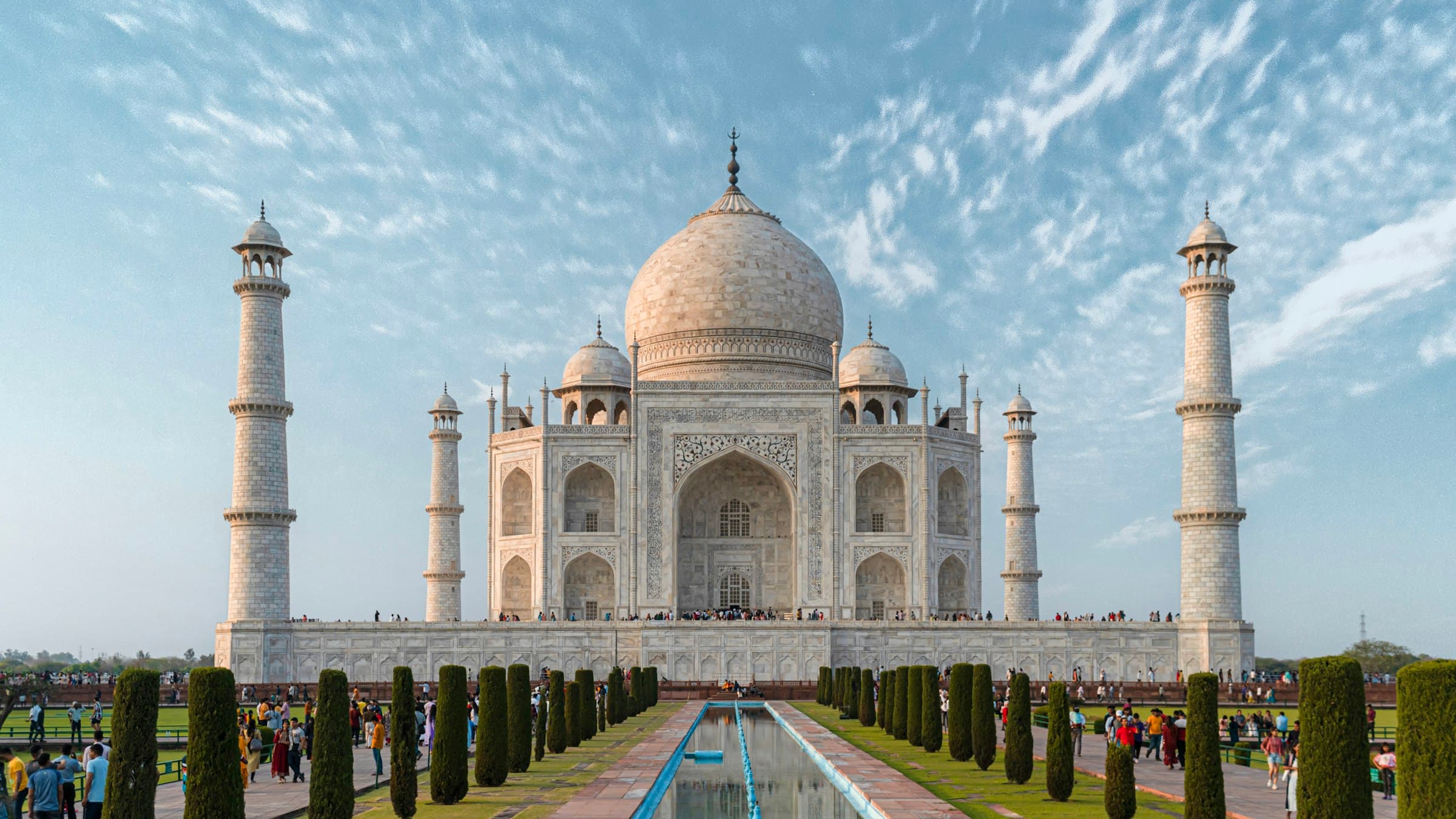 The Taj Mahal, Agra, with its reflecting pool