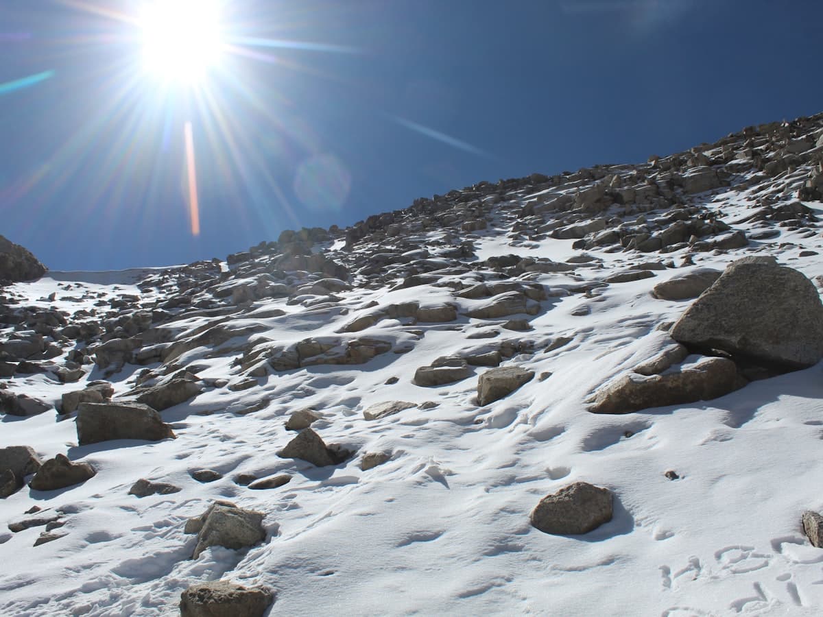 Low sun blazes over a snow-covered high ridge, the kind of 5,000-metre pass the road home from Tso Moriri climbs.