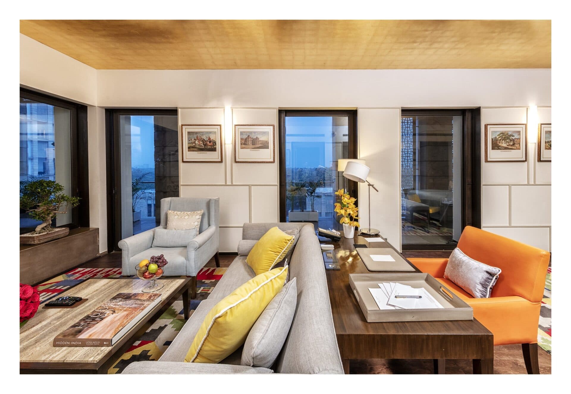 A Lodhi Premier Room with king bed and floor-to-ceiling windows at The Lodhi, New Delhi