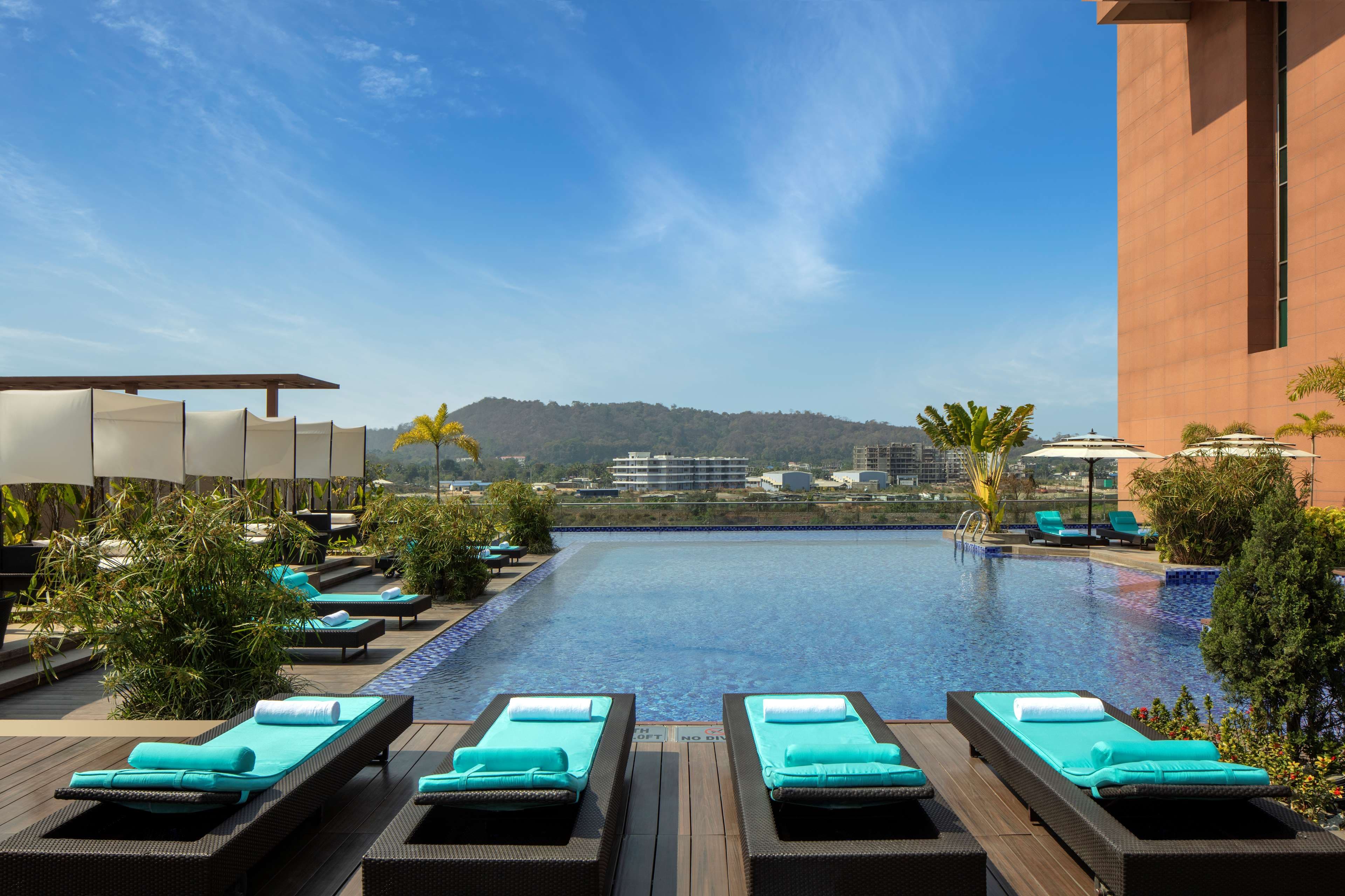 The outdoor swimming pool at Radisson Blu Hotel Guwahati.
