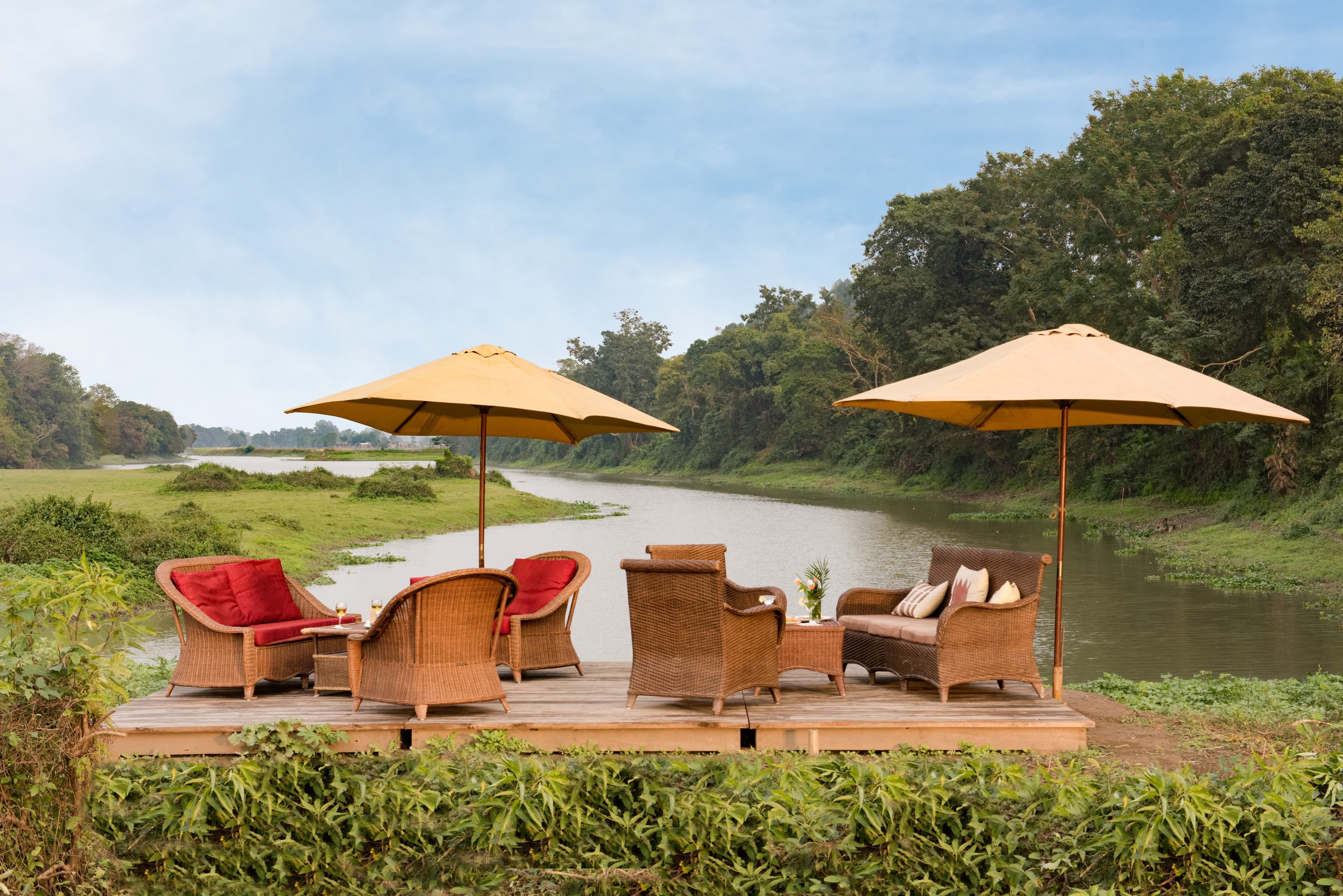 The riverside setting of Diphlu River Lodge on the Diphlu River.