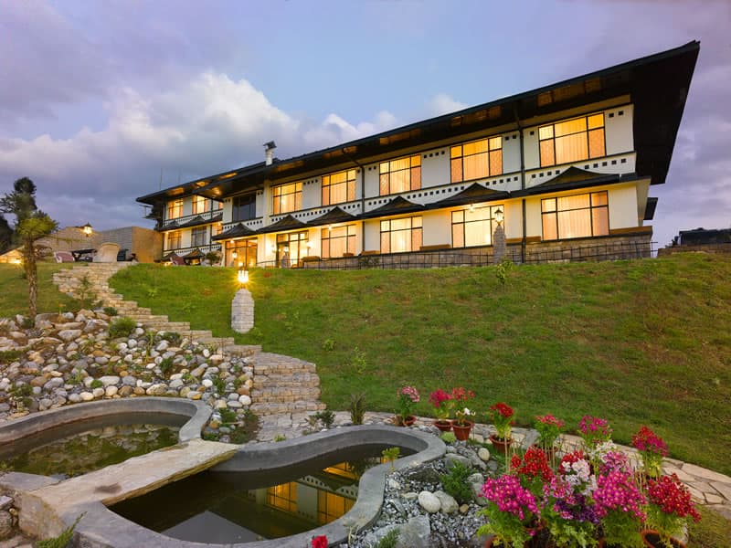 The Bhutanese-style exterior of The Elgin Mount Pandim near Pelling.