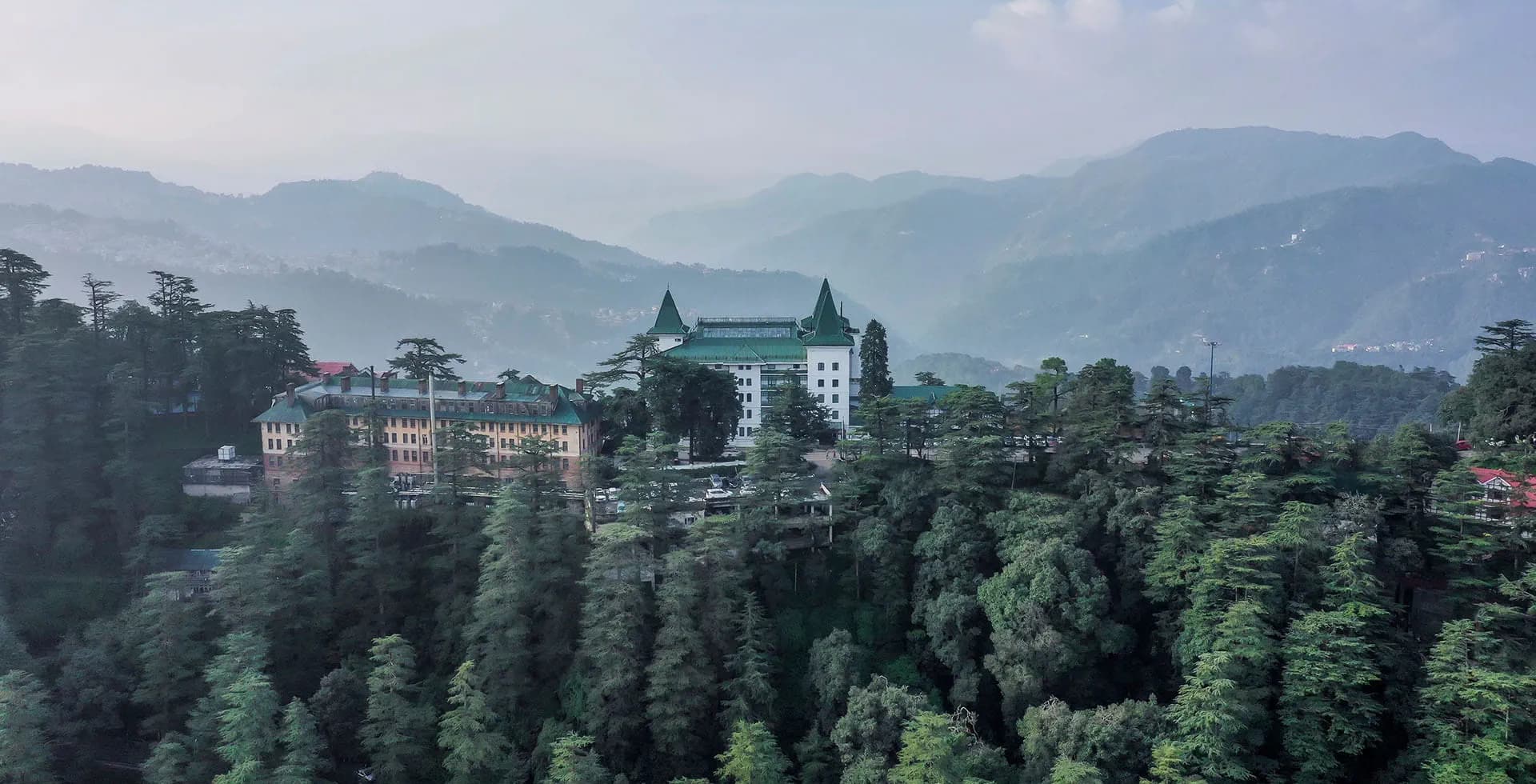 The heritage facade of The Oberoi Cecil on Mall Road, Shimla.