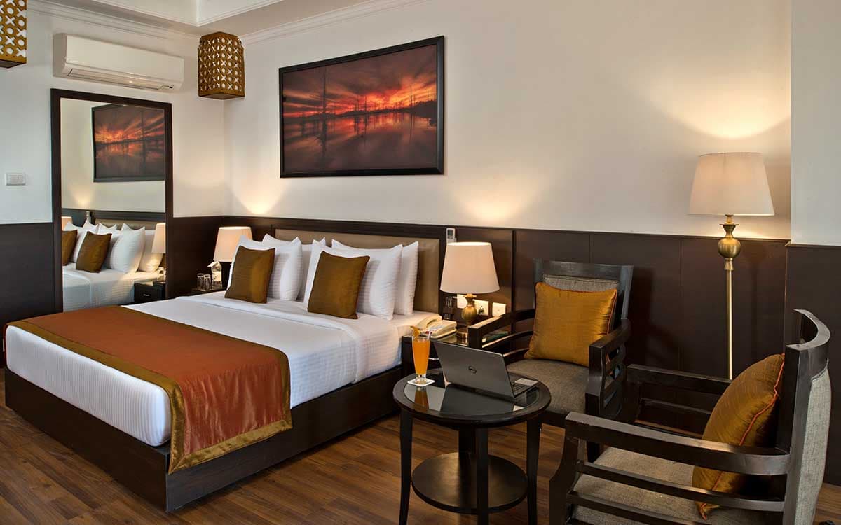 A Deluxe Room at Fortune Park Moksha, McLeodganj.