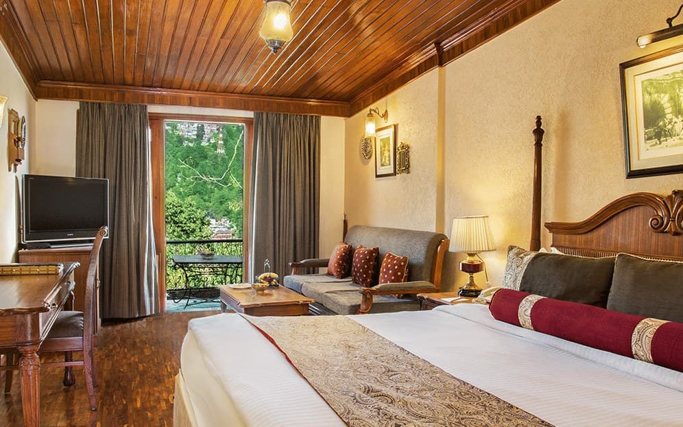 Lake View Room interior at The Naini Retreat, Nainital.