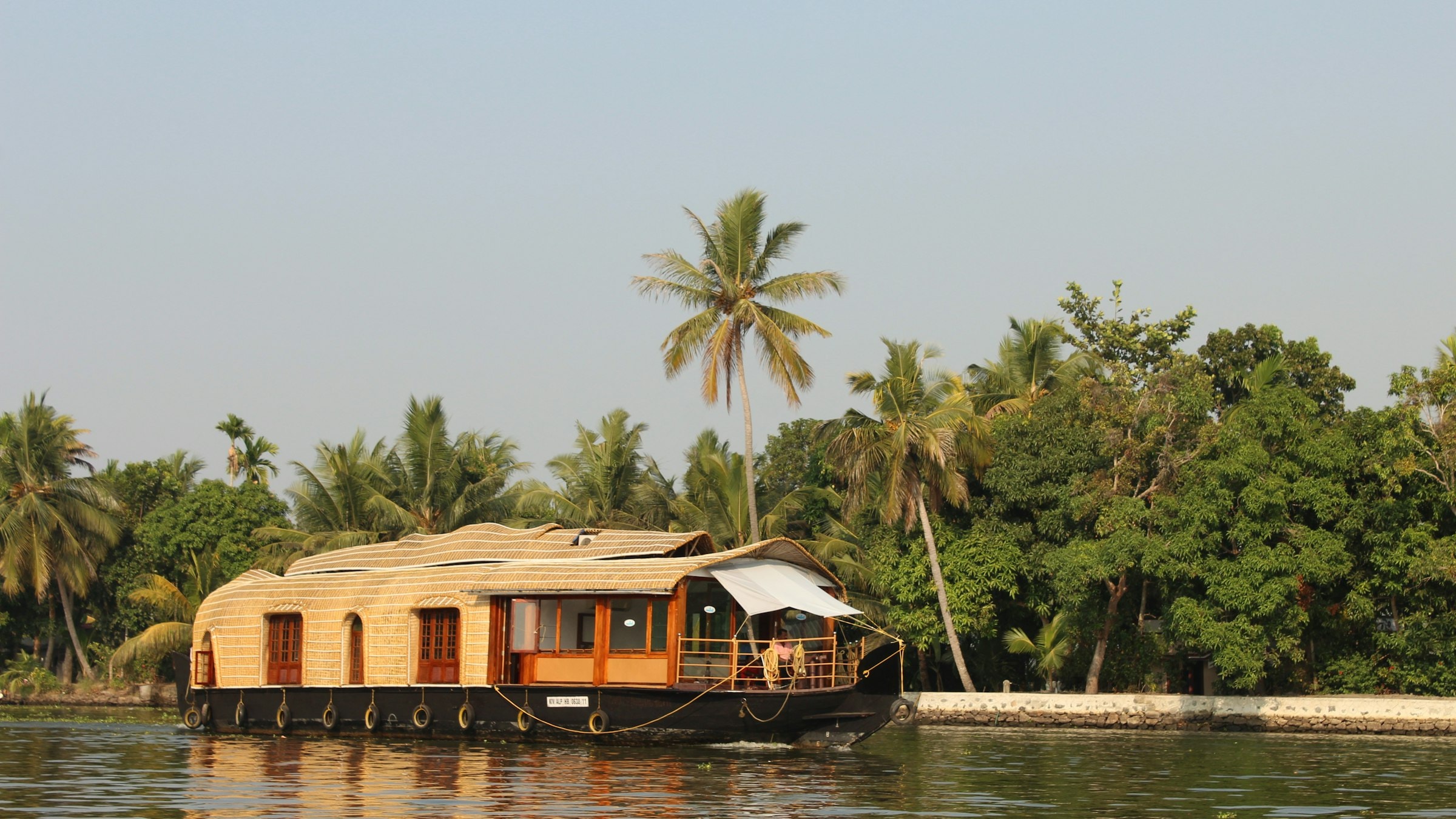 A traditional wooden house on Kerala's backwaters