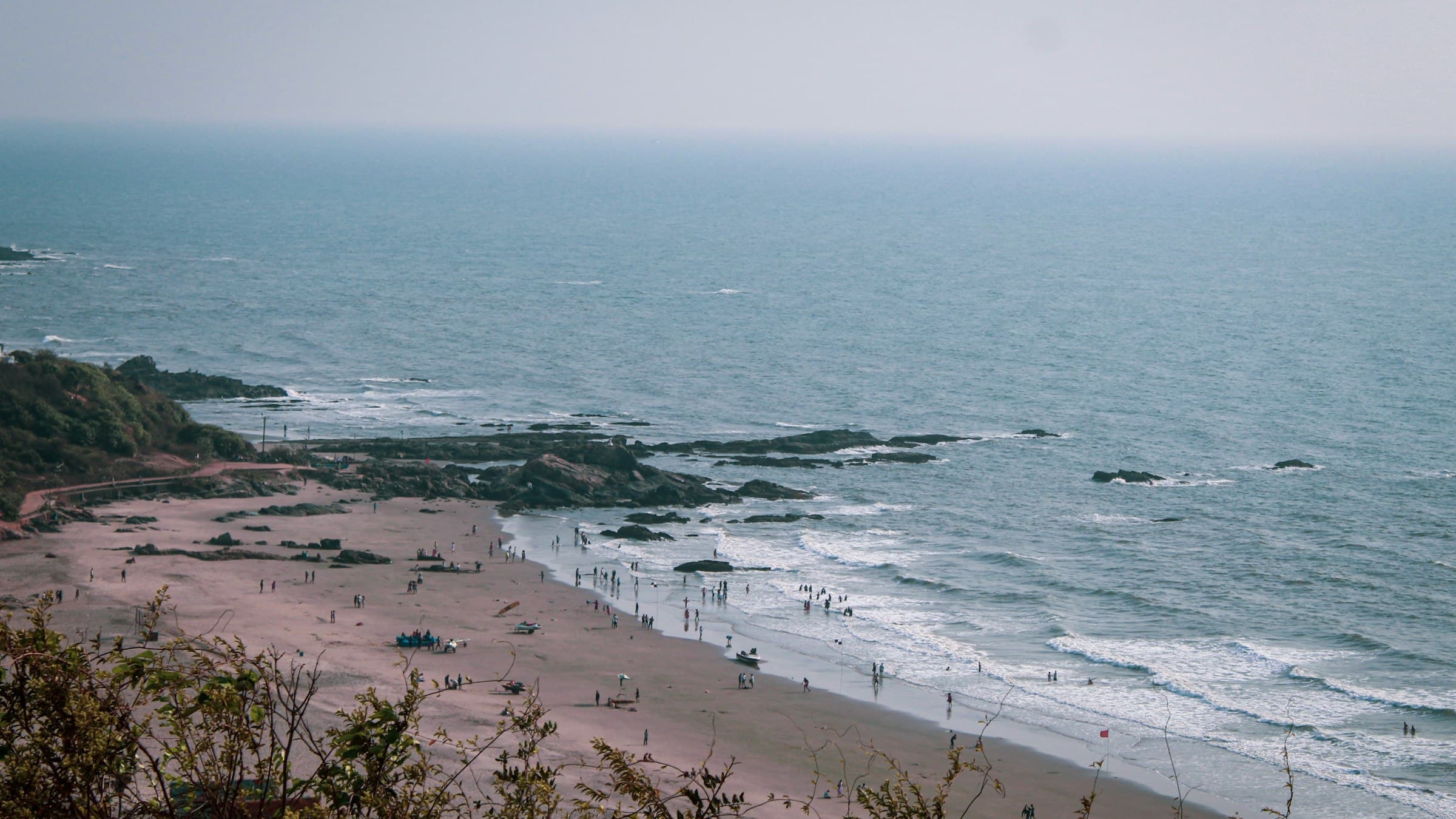 Vagator Beach and the Arabian Sea seen from the red-laterite cliffs, North Goa