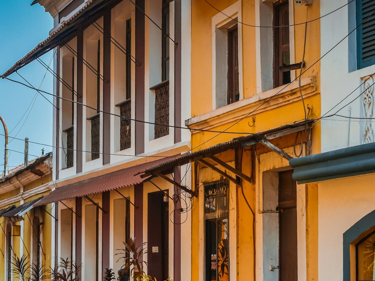 Row of colourful Portuguese-era houses in Fontainhas, Panaji