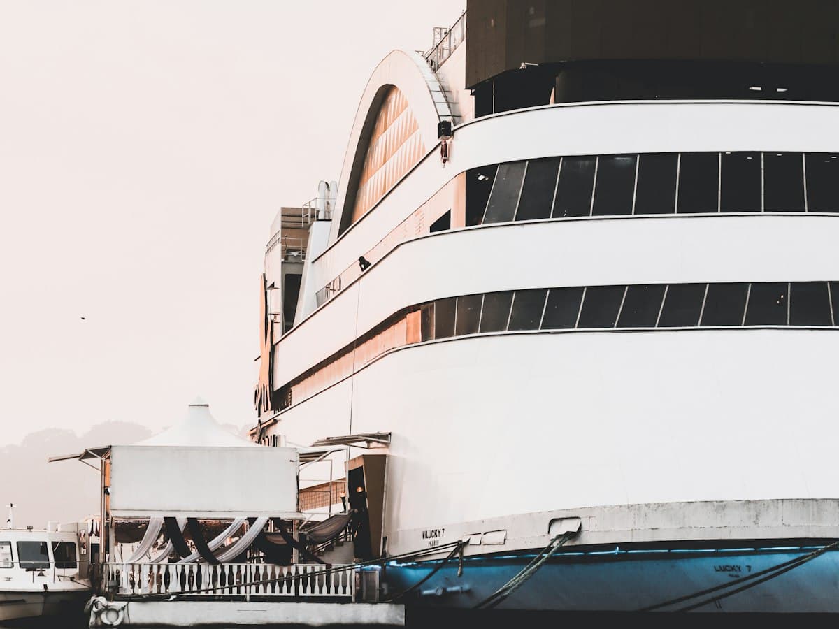 Large vessel moored on the Mandovi waterfront at Panjim, Goa