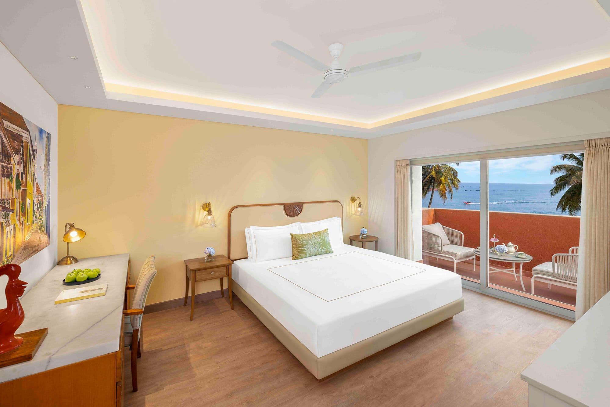 Luxury Room with king bed and sea-view balcony at Taj Cidade de Goa Heritage