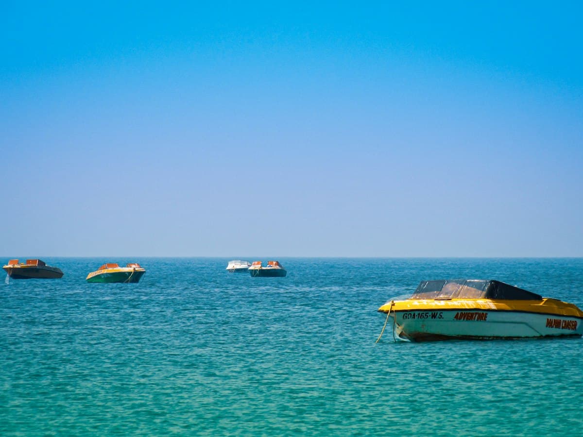 Fishing boat parked on Colva Beach, South Goa