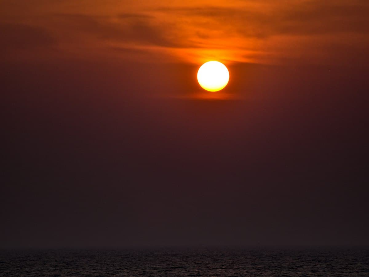 Sunset over the sea at Vagator Beach, North Goa
