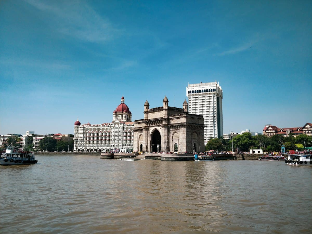 The Gateway of India and the Taj Mahal Palace hotel on the Mumbai waterfront
