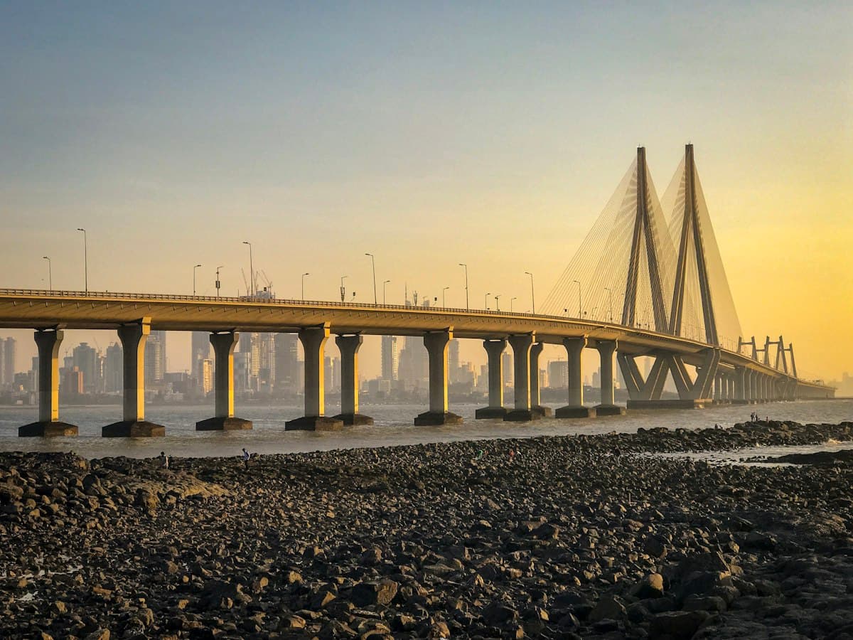 Bandra-Worli Sea Link bridge at golden hour, Mumbai