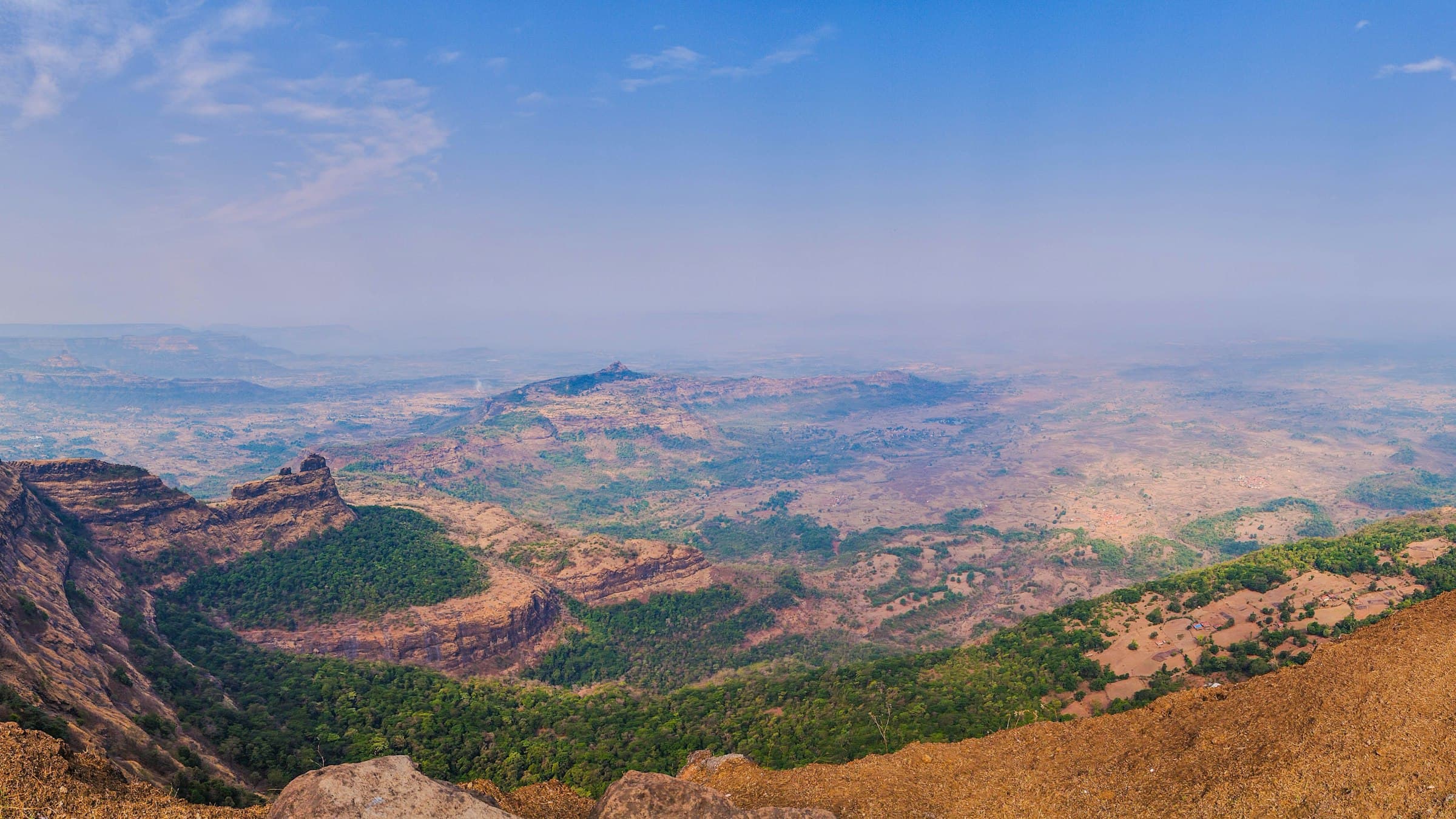Panoramic view of the Sahyadri mountains from a ridge at Bhimashankar, Maharashtra