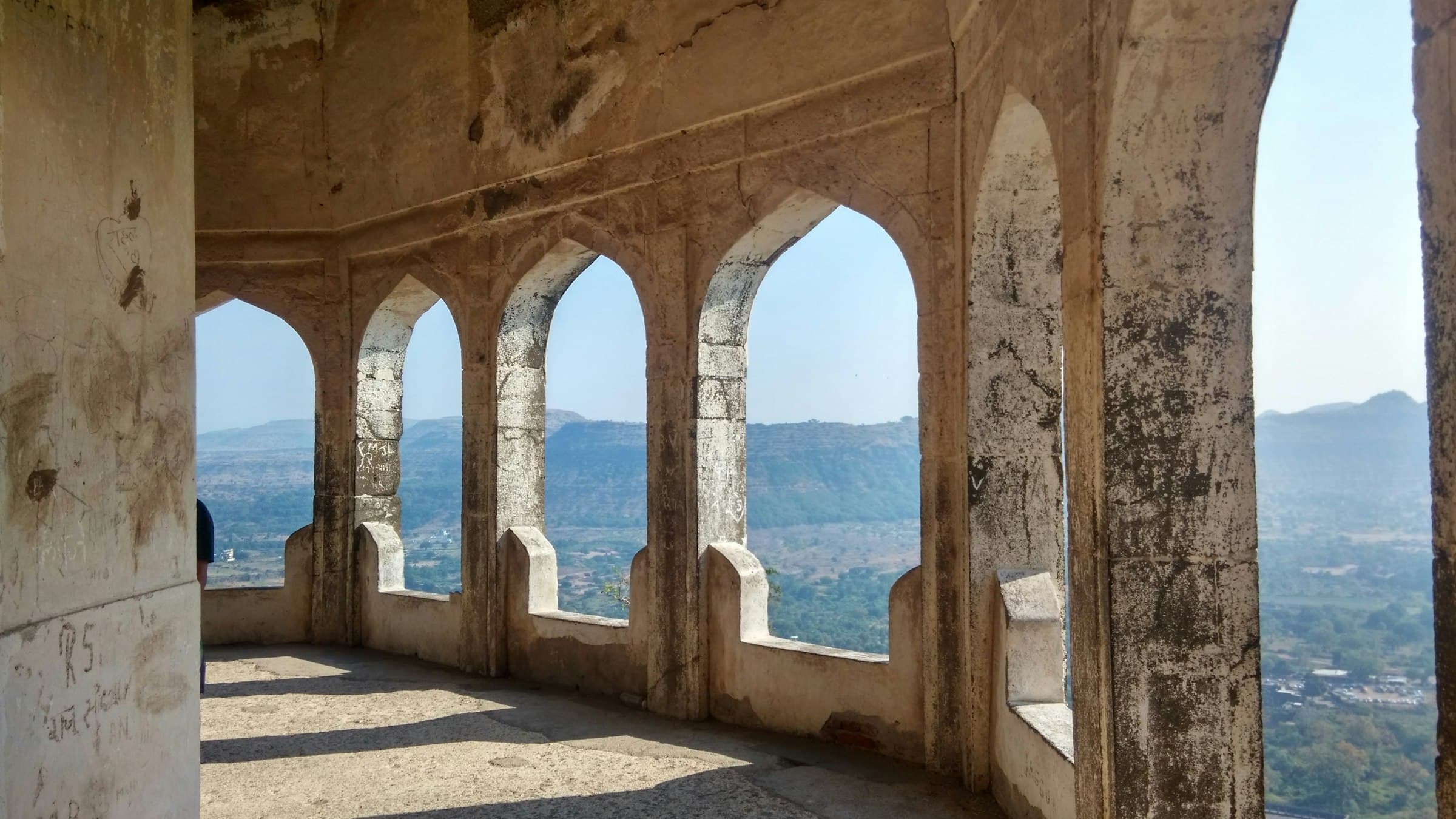 Interior courtyard and pillared gateway of Deogiri (Daulatabad) Fort near Aurangabad
